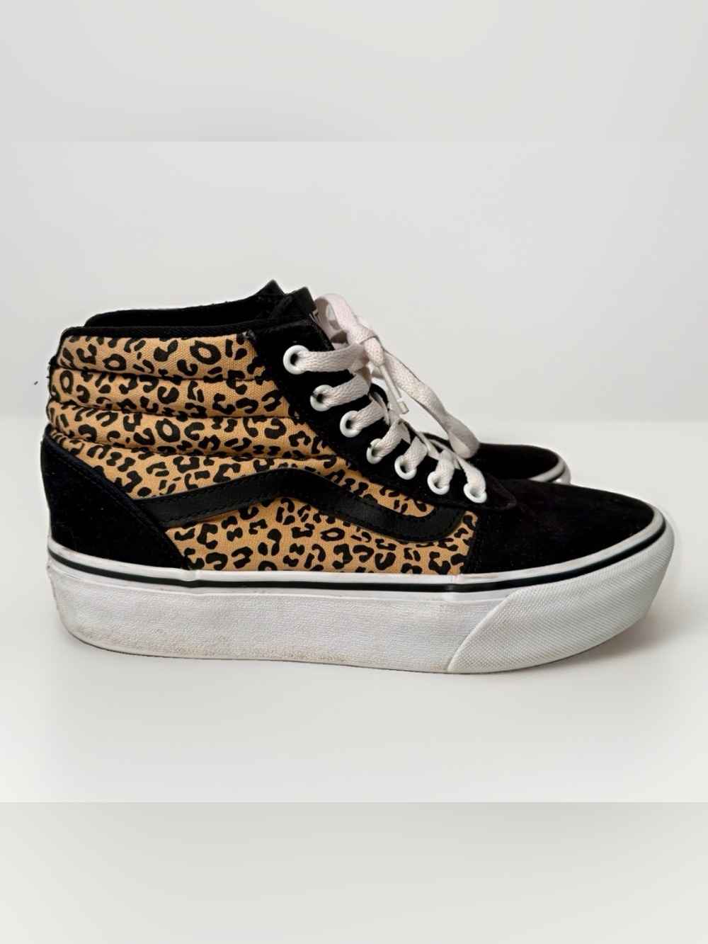 Vans Sk8-Hi Leopard Animal Print High Top Sneakers Womens 8.5 Mens 7 NWOB 500714